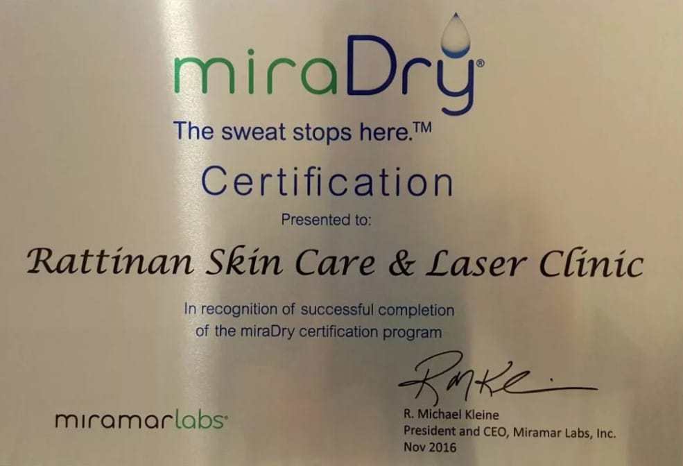 certificate miraDry at Rattinan medical centre