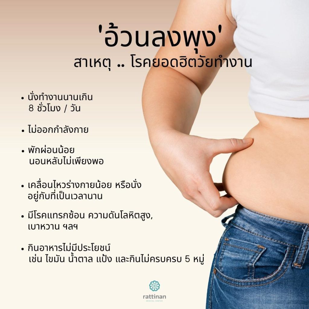 โรคอ้วนลงพุงในวัยทำงาน ส่งผลเสียกับร่างกาย เสี่ยงโรคแบบคาดไม่ถึง! โรคอ้วนลงพุงในวัยทำงาน ส่งผลเสียกับร่างกาย เสี่ยงโรคแบบคาดไม่ถึง!
